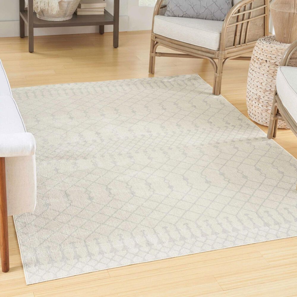 Nourison Astra Machine Washable 5&#39;3&quot; x 7&#39; Ivory Area Rug, , large