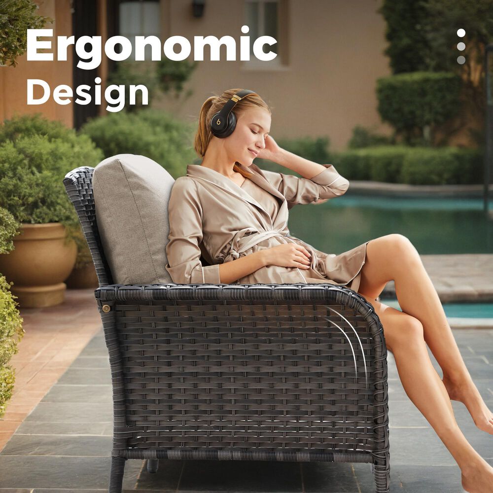 HOMLUX 4-Piece Patio Conversation Set with Grey Wicker in Beige, , large