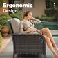 HOMLUX 4-Piece Patio Conversation Set with Grey Wicker in Beige, , large