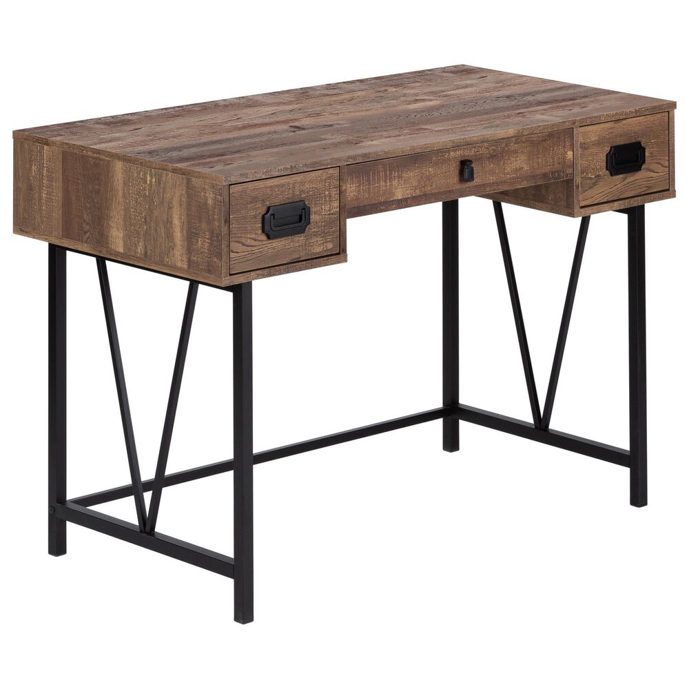 Monarch Specialties 48" Computer Desk in Brown Reclaimed Wood and Black, , large