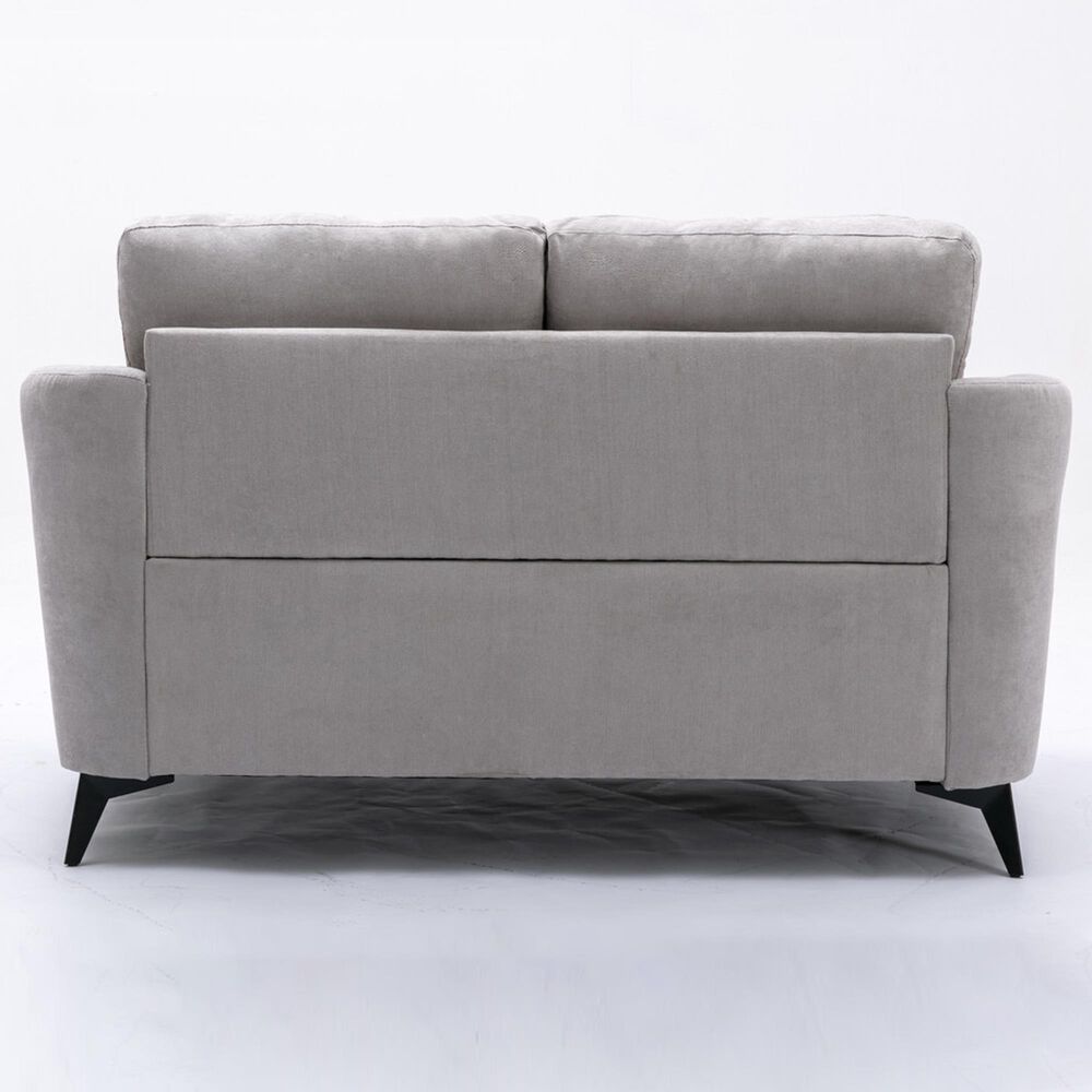 HOMLUX 60"W Modern Woven Fabric Loveseat with Tufted Cushions and Metal Legs in Light Grey, , large