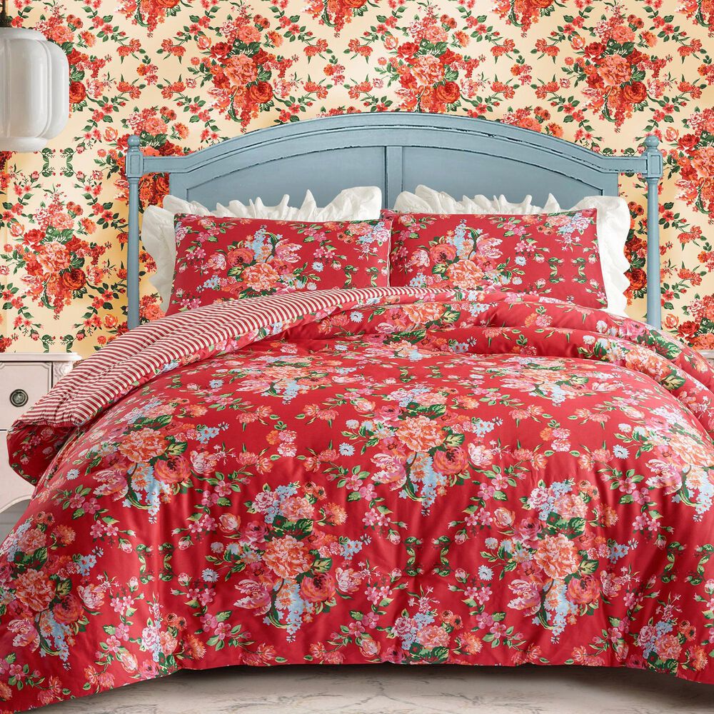 Peking Handicraft Garden Society 2-Piece Twin/Twin XL Comforter Set in Red, , large
