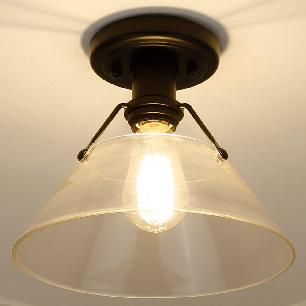 Golden Lighting Orwell Flush Mount with Clear Cone in Matte Black, , large