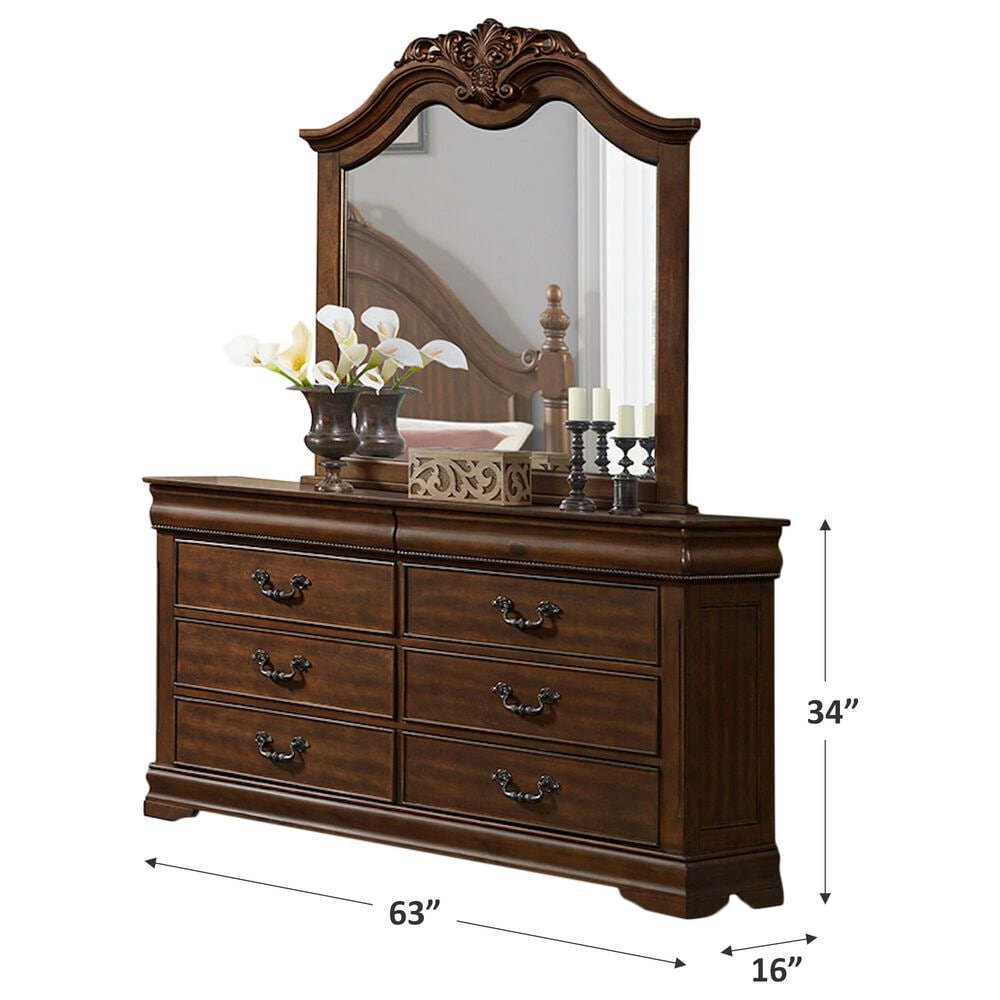 Mayberry Hill Northridge 6 Drawer Dresser in Cherry Brown, , large