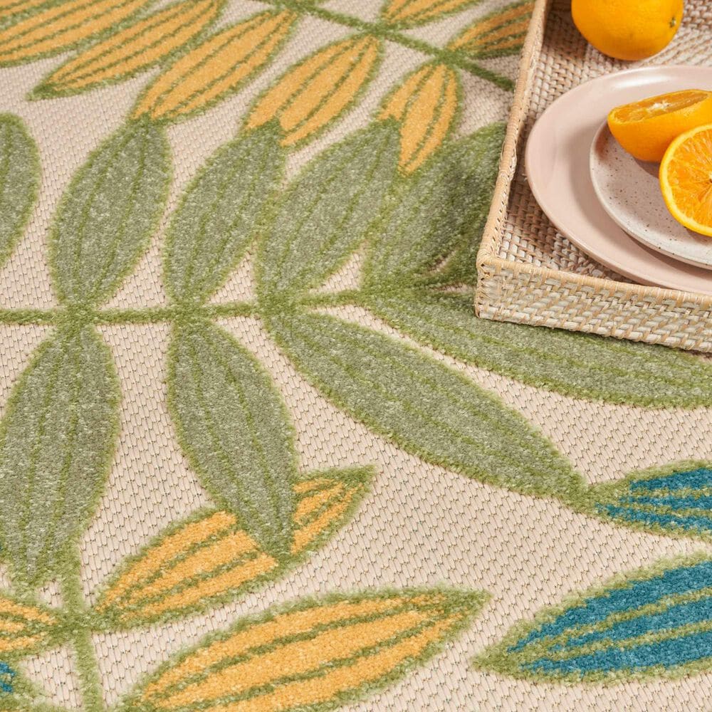 Nourison Aloha Nature 7&#39;10&quot; Round Green and Multicolor Indoor/Outdoor Area Rug, , large