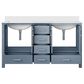 Lexora Home Jacques 60" Double Bathroom Vanity in Dark Grey with 2 cm White Quartz Top and Rectangular Sinks, , large
