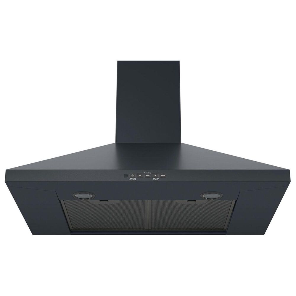 GE Appliances 30" Wall-Mount Pyramid Chimney Hood in Black Slate, , large