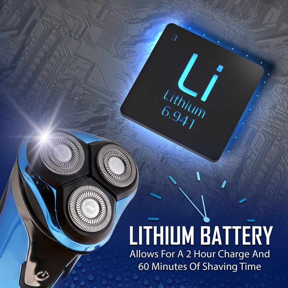 Barbosal Wet Rotary Shaver with LCD Display in Black and Blue, , large