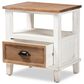 Baxton Studio Glynn 1-Drawer End Table in White and Oak Brown, , large