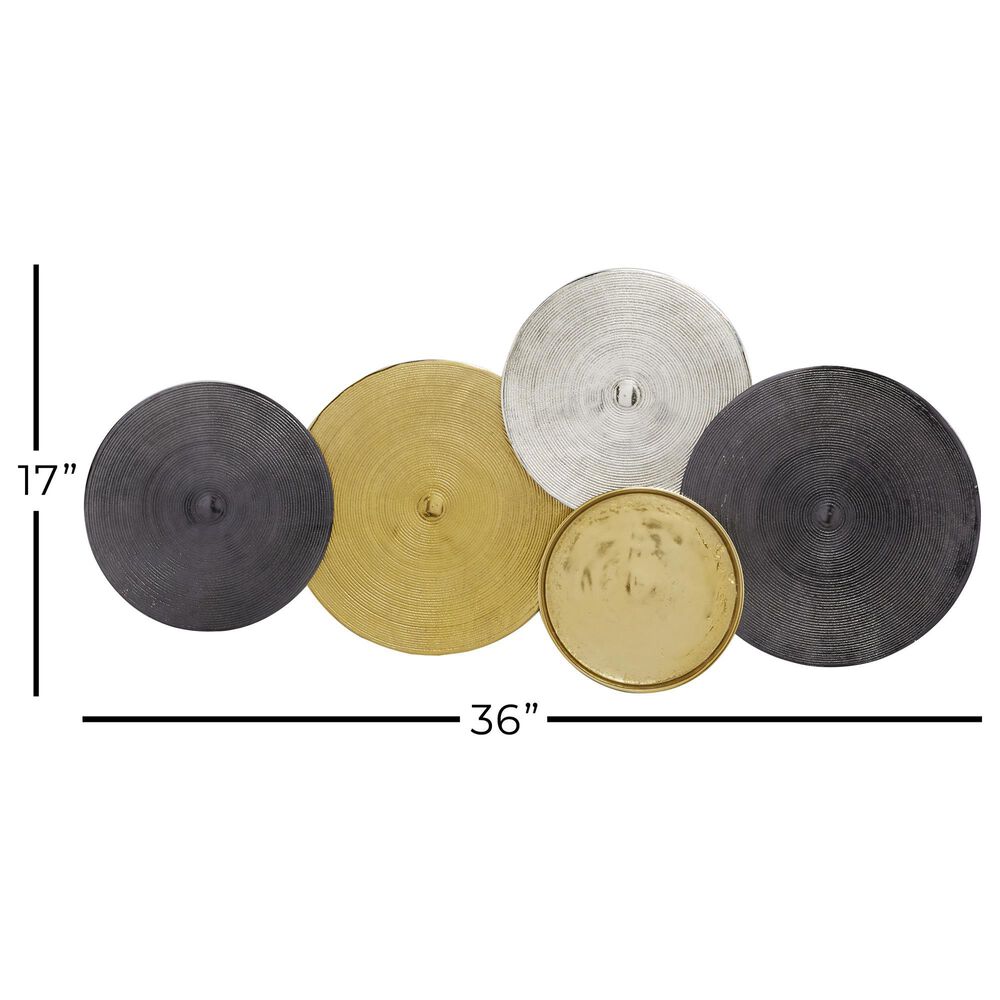 Maple and Jade 17&quot; x 36&quot; Coastal Abstract Wall Decor in Black, Silver and Gold, , large