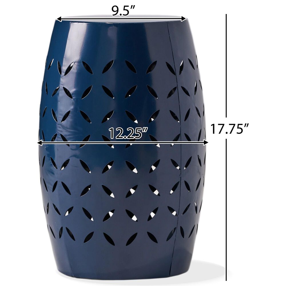 Hearth and Haven Lilac Outdoor Metal Side Table with Cylindrical Design in Dark Blue, , large