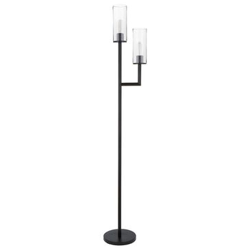 Hudson and Canal Basso Torchiere Floor Lamp in Black with Hand Blown Glass, , large