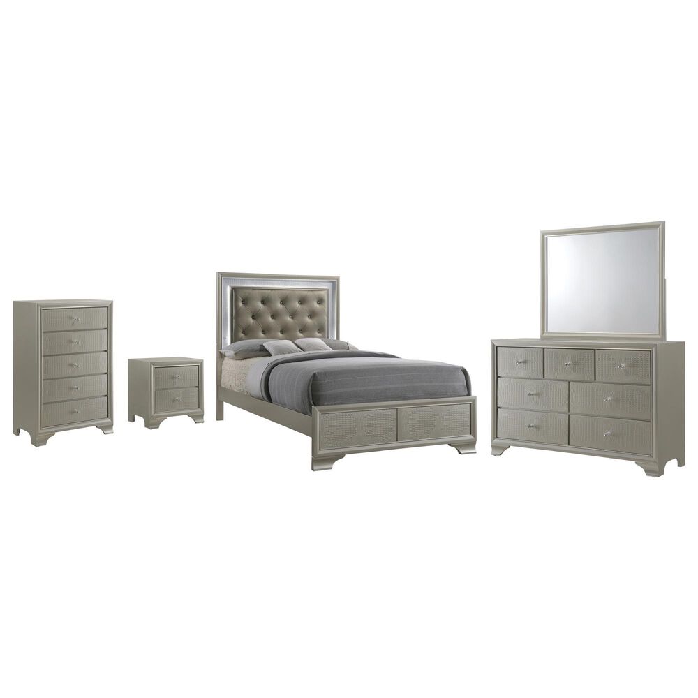 Crown Mark Lyssa 5-Piece Full Panel Bedroom Set in Champagne, , large