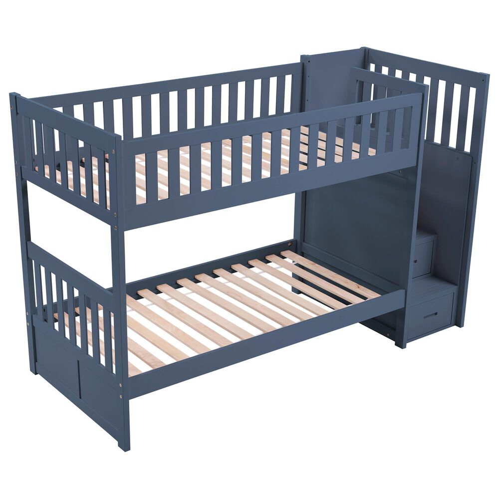Homelegance Twin/Twin Step Bunk Bed, , large