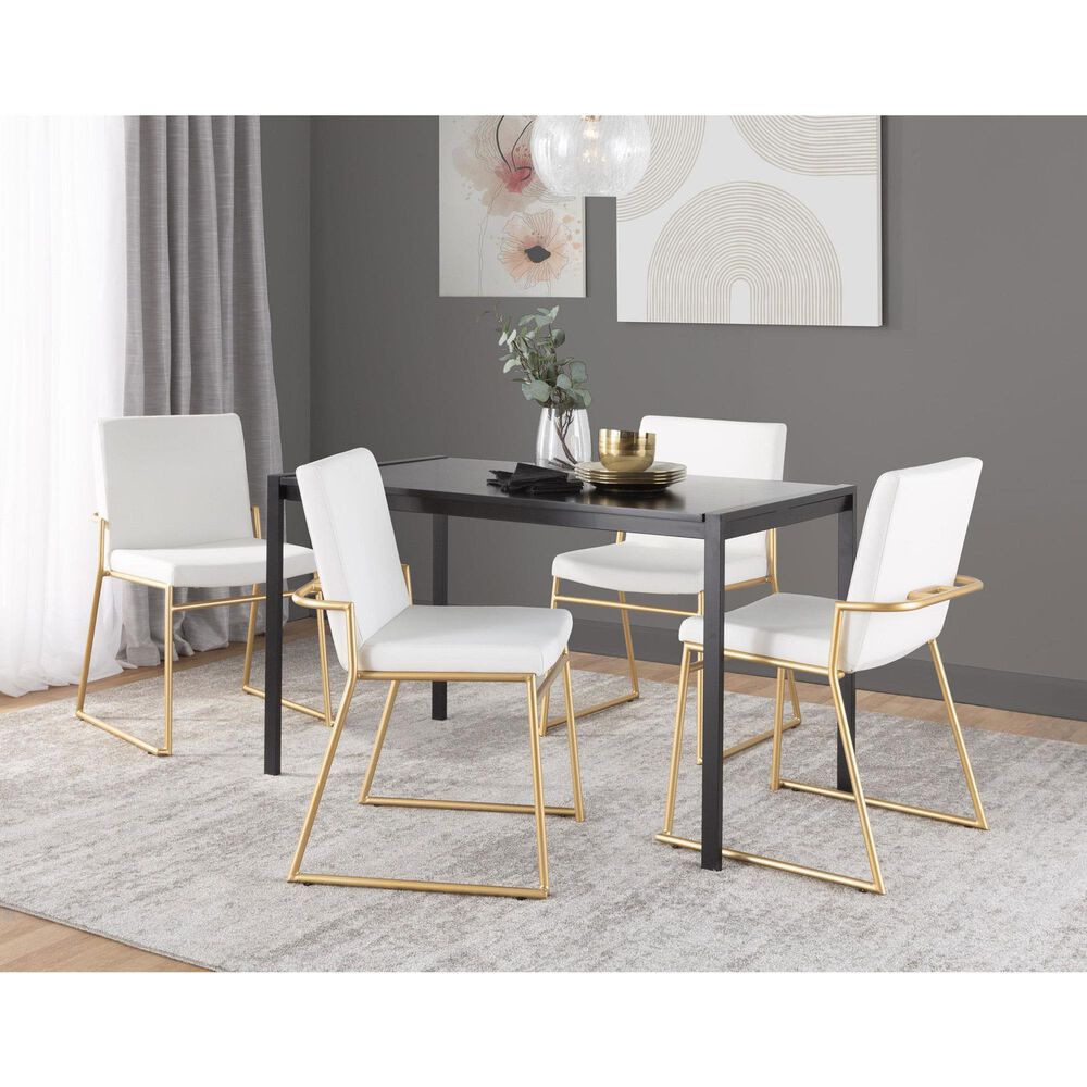 LumiSource Dutchess Side Chair with White Faux Leather Cushion in Gold (Set of 2), , large