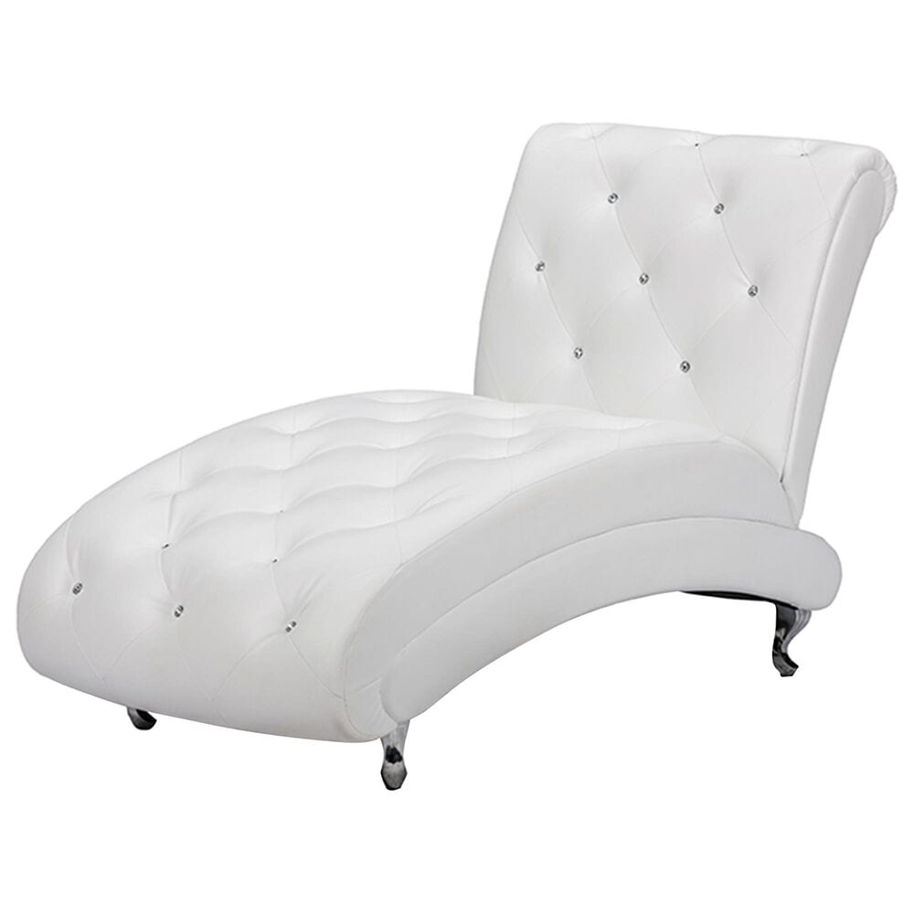 Baxton Studio Pease Upholstered Chaise Lounge in White, , large