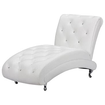 Baxton Studio Pease Upholstered Chaise Lounge in White, , large