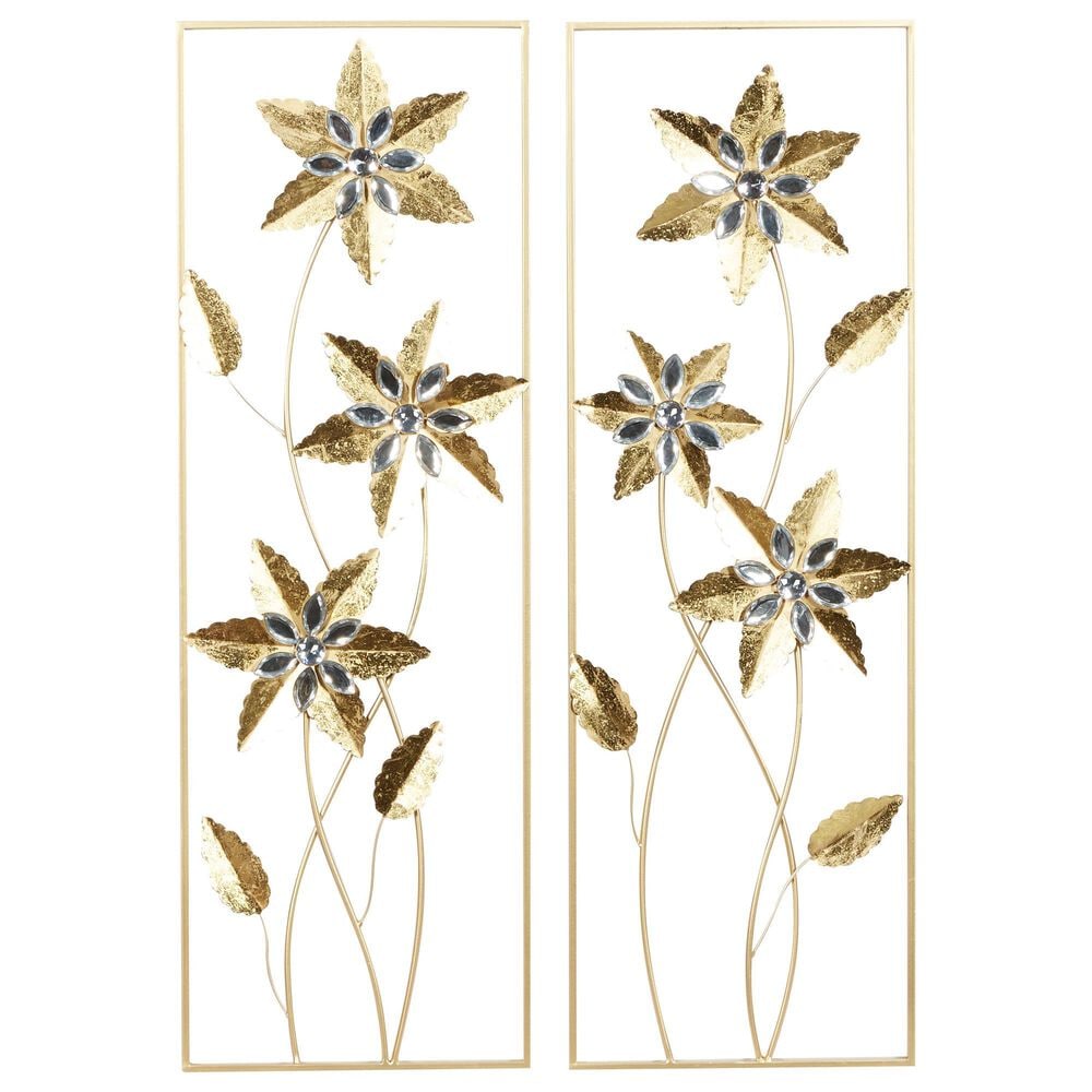Maple and Jade Contemporary Metal Wall Decor in Gold (Set of 2), , large