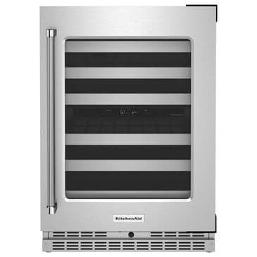 KitchenAid 24" Undercounter Wine Cellar with Right Hinge, Metal-Front Racks in Stainless Steel, , large