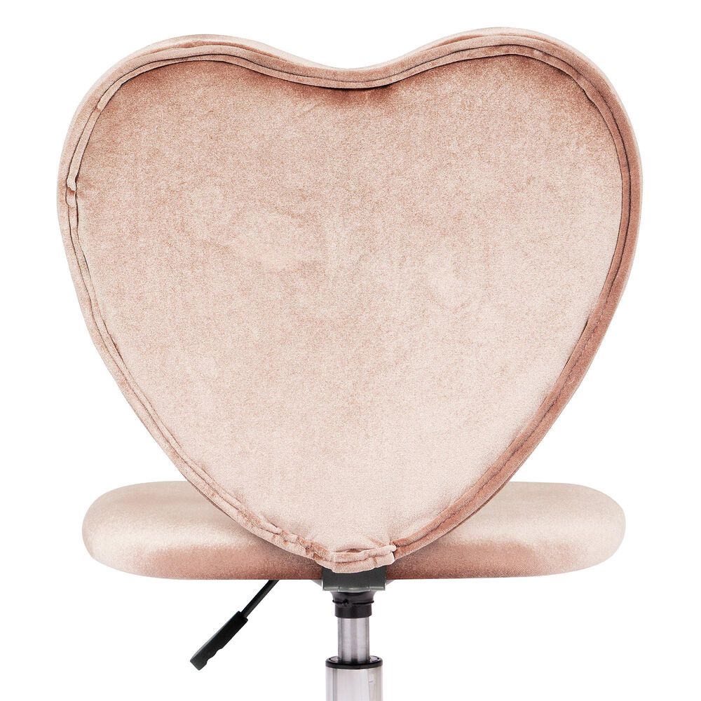 Impressions Vanity Heart Swivel Vanity Chair with Pink Cushion in Matte Silver, , large
