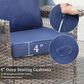 Sunwell Garden Patio Stationary Chair with Gray Frame and X-Laced Armrests in Navy (Set of 2), , large