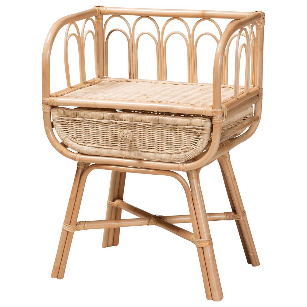 Baxton Studio Panchali 1-Drawer Rattan Nightstand in Natural Brown, , large