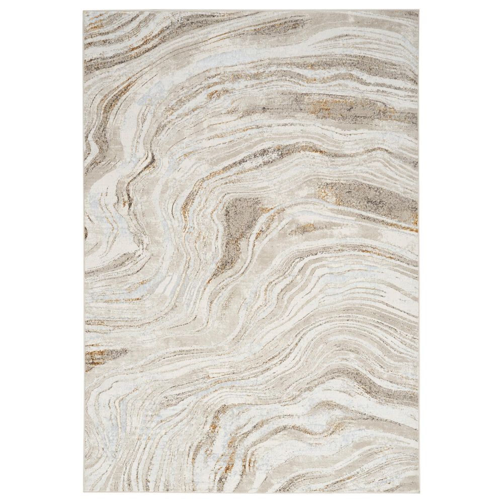 Nourison Glitz GLZ22 Grey and Gold 3"11" x 5"11" Area Rug, , large
