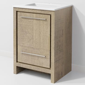 Lexora Home Lafarre 24" Single Bathroom Vanity in Rustic Acacia with 2 cm White Quartz Top and Rectangular Sink, , large