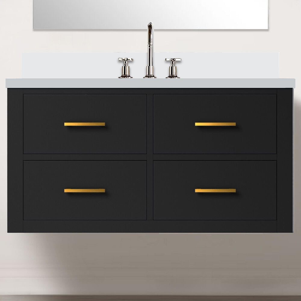 Lexora Home Castor 36&quot; Single Bathroom Vanity in Black with 2 cm White Cultured Marble Top and Rectangular Sink, , large