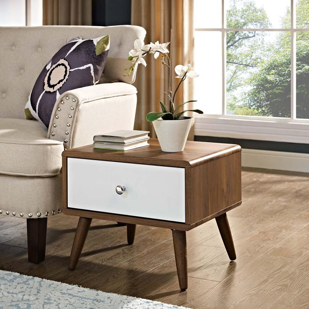 Modway Transmit 1 Drawer Nightstand in Walnut White, , large