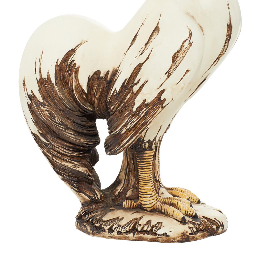 Maple and Jade 15&quot; Farmhouse Rooster Garden Sculpture in Distressed White, Red, Yellow and Brown, , large