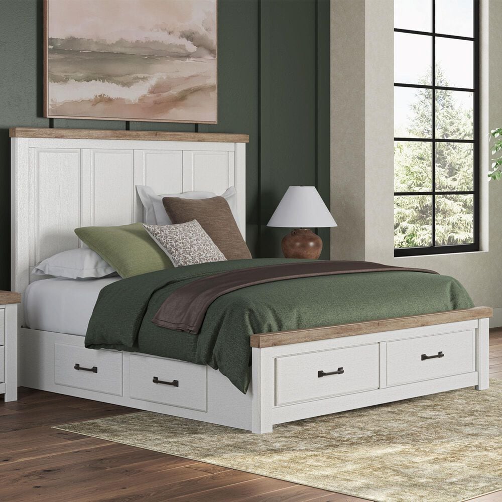 Ashley Savonport King Storage Panel Bed in White and Brown, , large