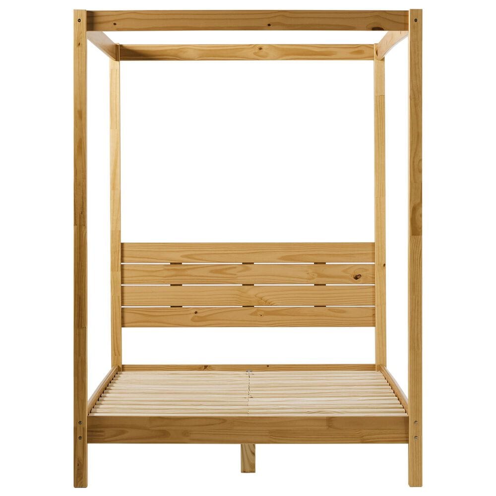 Walker Edison Isla Full Canopy Bed in Natural Pine, , large