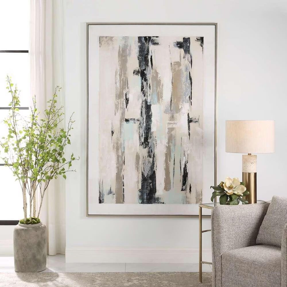 Uttermost Placidity 74&quot; x 50&quot; Abstract Art in Blue, Navy and Silver, , large