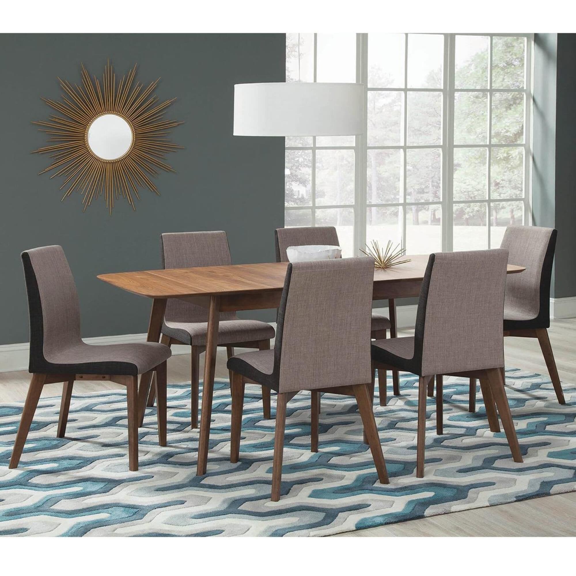 Pacific Landing Alfredo 7 Piece Dining Set in Natural Walnut