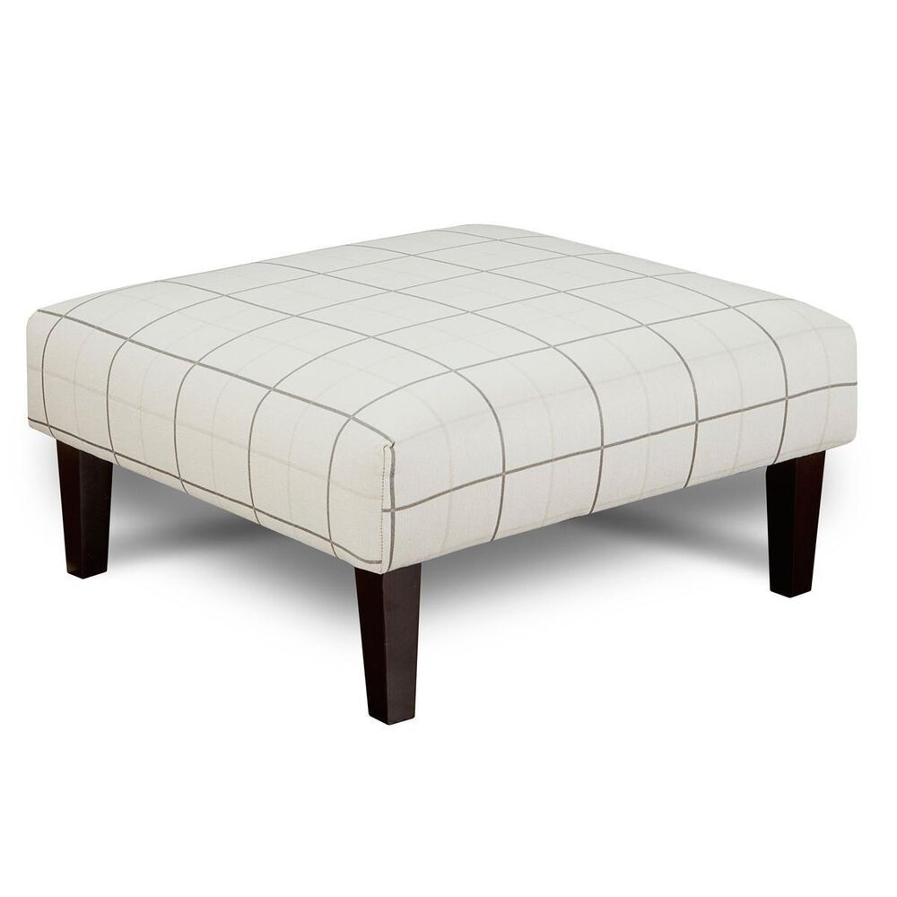 Xenia Cocktail Ottoman in Windowpane Chalk, , large