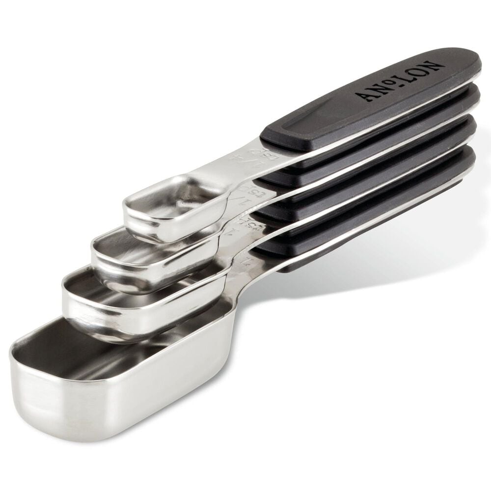 Anolon 4-Piece Magnetic Measuring Spoon Set in Stainless Steel, , large