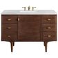 James Martin Vanities Amberly 48" Single Bathroom Vanity in Walnut with 3 cm Arctic Fall Solid Surface Top and Rectangular Sink, , large