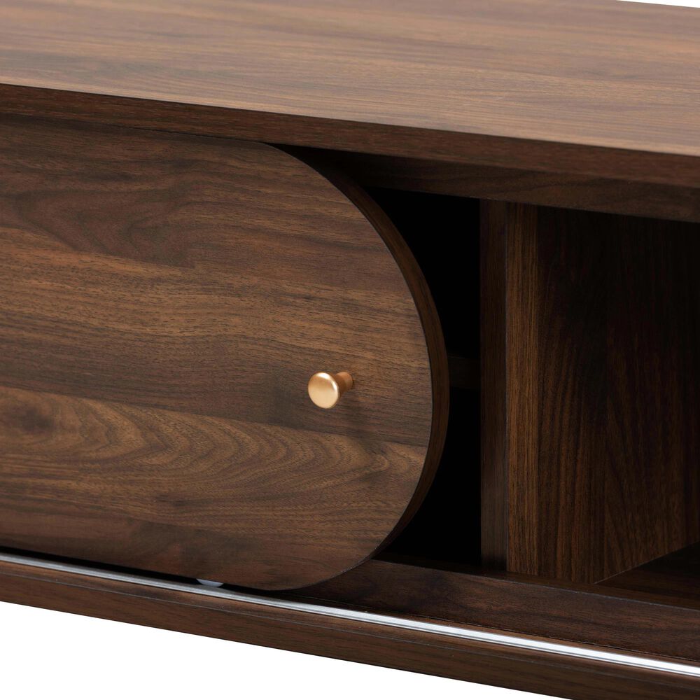 Baxton Studio Dena 63&quot; TV Stand in Walnut Brown and Gold, , large
