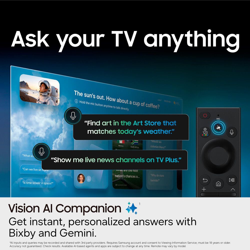 Samsung 50" Class M70H Series Mini LED 4K UHD Vision AI - Smart TV with B-Series 2.0 Channel Soundbar in Titan Black and Black, , large
