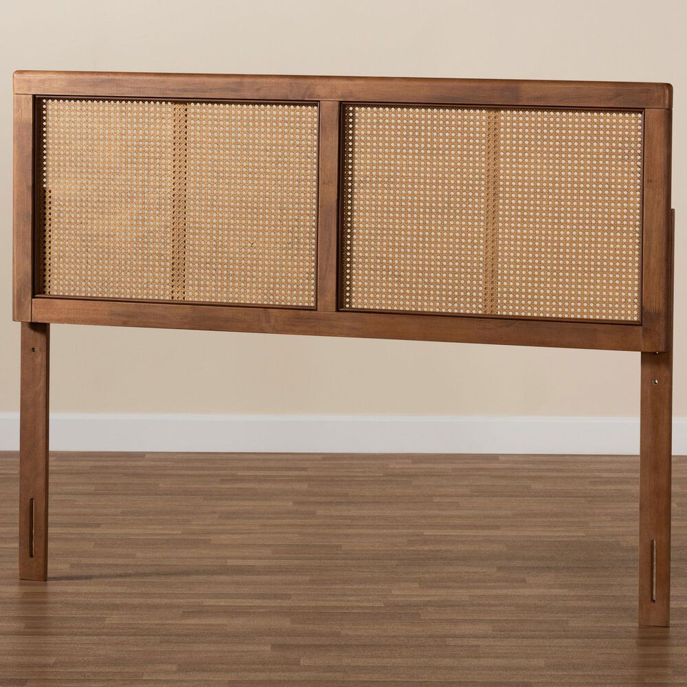 Baxton Studio Gilbert Full Panel Headboard in Ash Walnut, , large