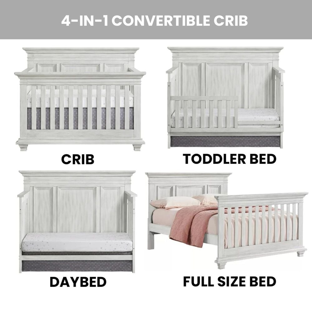 Oxford Baby Weston 2-Piece Crib and Dresser Nursery Set in Vintage White, , large