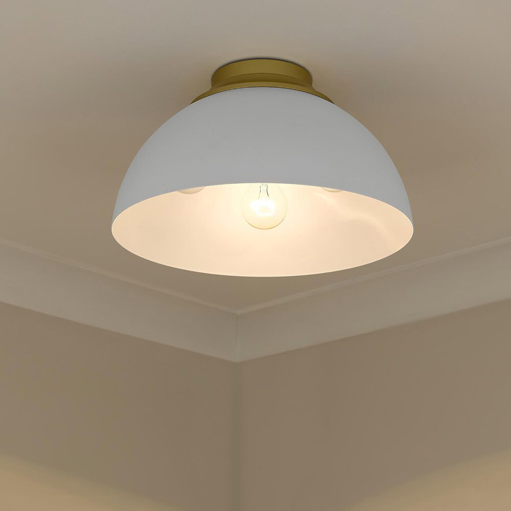 Golden Lighting Zoey Flush Mount in White and Gold, , large