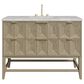 James Martin Emmeline 48" Single Bathroom Vanity in Pebble Oak with 3 cm Parisien Bleu Quartz Top, Rectangle Sink and FreePower Wireless Charger, , large