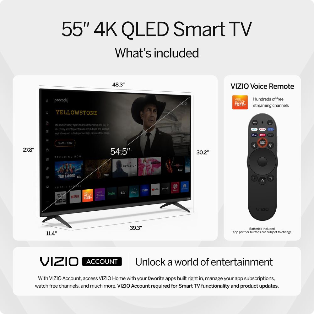 VIZIO 55 Quantum 4K QLED Smart TV w/ 2.0 Soundbar, , large