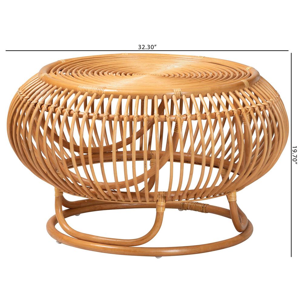Baxton Studio Adeola Round Coffee Table in Light Honey, , large