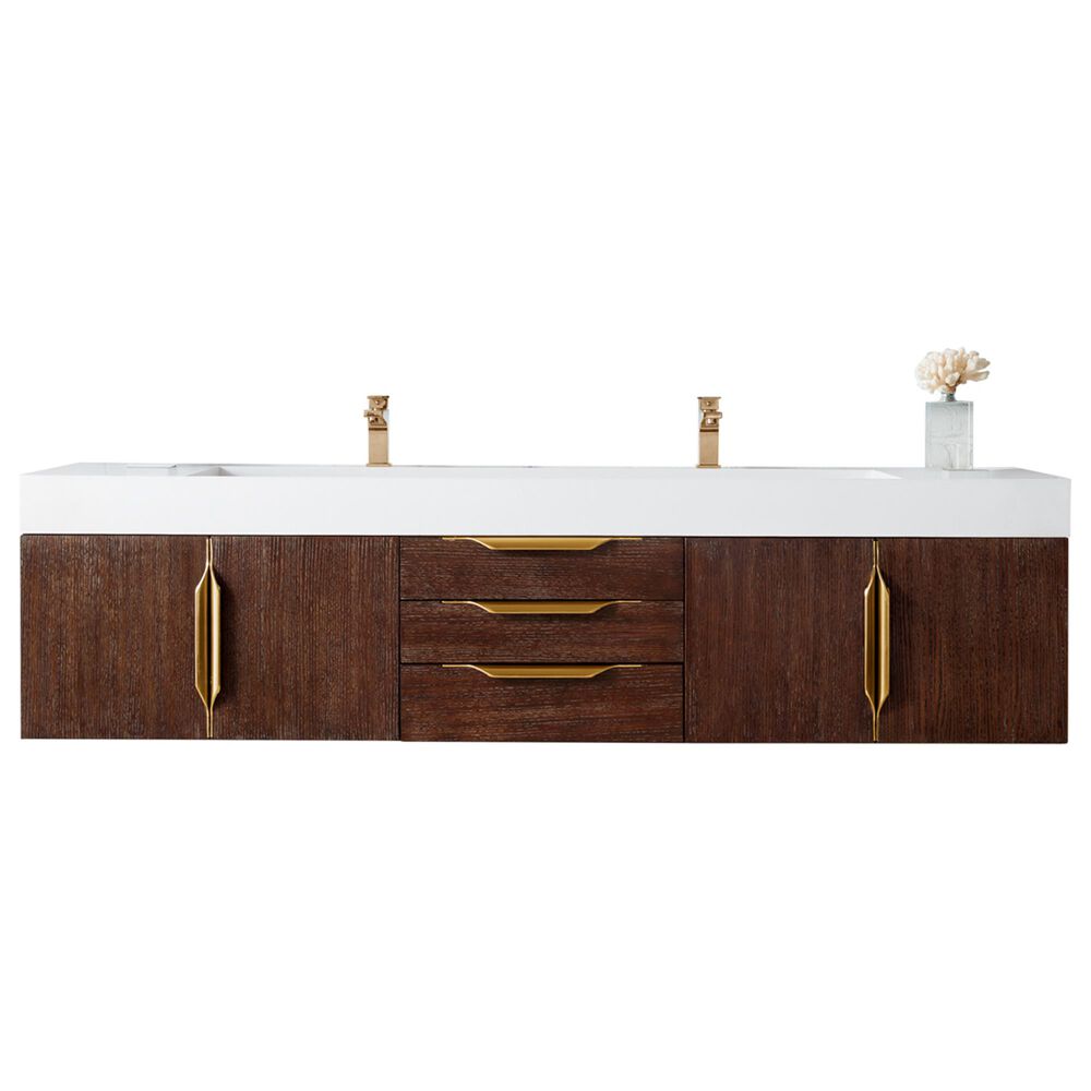 James Martin Mercer Island 72" Double Bathroom Vanity Cabinet in Coffee Oak with Brushed Gold Hardware, , large