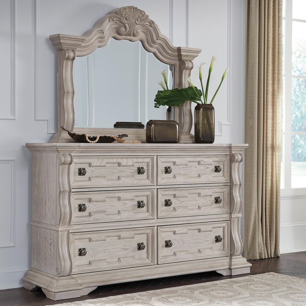 Millenium Bruchandi 6-Drawer Dresser and Mirror in Antiqued White, , large