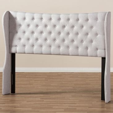Baxton Studio Cadence King Wingback Headboard in Greyish Beige, , large
