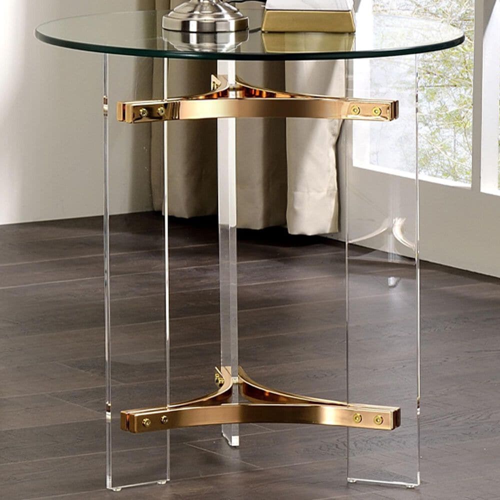 HOMLUX Sosi End Table in Clear and Gold, , large